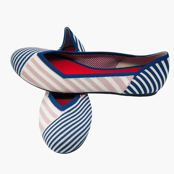 Rothy’s Pink Mixed Stripe Flat Unicorn Women’s Size 11.5 - Picture 4 of 9